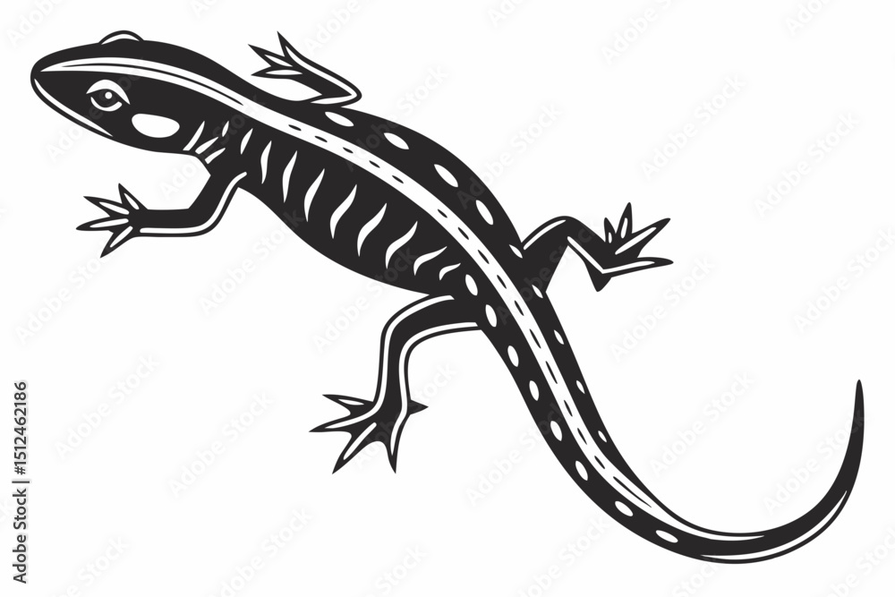 Fototapeta premium green salamander sihouette black vector