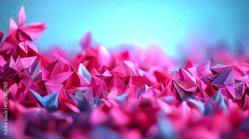 Abstract Pink And Purple Geometric Origami Pattern