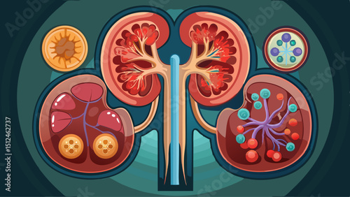 Detailed Medical Illustration Of Human Kidney Stones Explaining Nephrolithiasis And Urinary Tract Health Issues