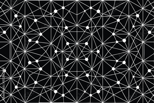 Monochrome Geometric Mesh Seamless Pattern with Intersecting Lines and Shapes for Modern Backgrounds Textures and Design Elements in Black and