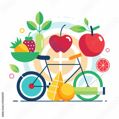 Global Wellness Day Vector Illustration - Healthy Lifestyle, Yoga, Nature, Fitness Concept
