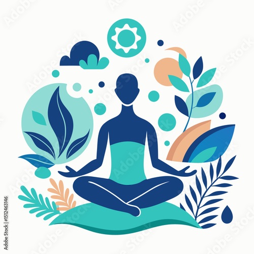 Global Wellness Day Vector Illustration - Healthy Lifestyle, Yoga, Nature, Fitness Concept