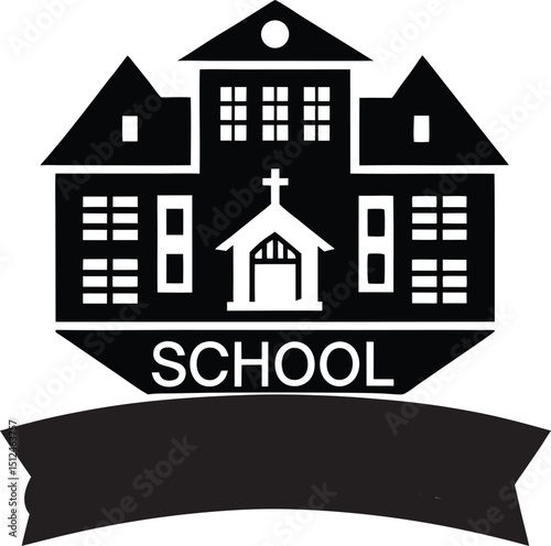 School Building Icon Classic Educational Institution Graphic Design