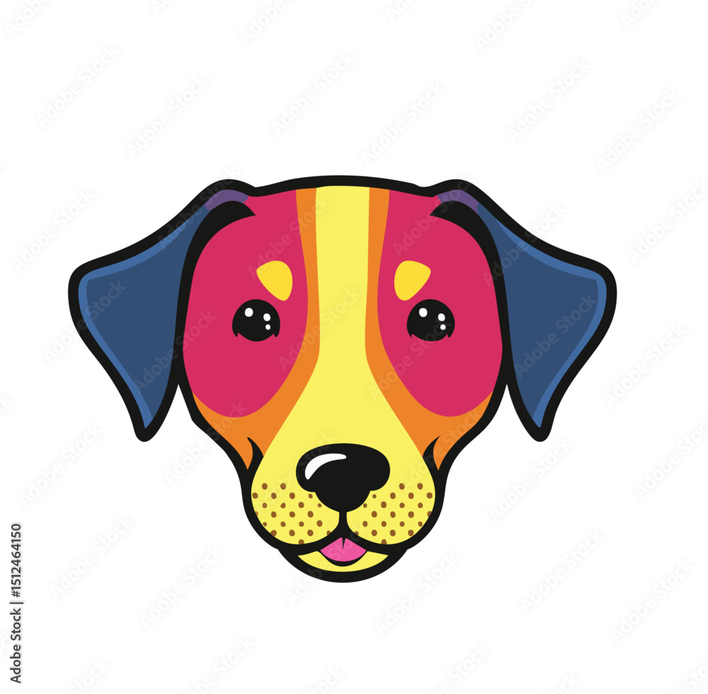 Fototapeta premium Colorful cartoon dog head pop art style illustration