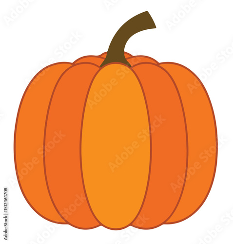 A flat, simplistic design illustrated cartoon pumpkin