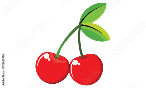 Cherry logo. Isolated cherry on white background