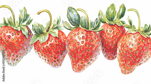 Watercolor Illustration Of Fresh Strawberries