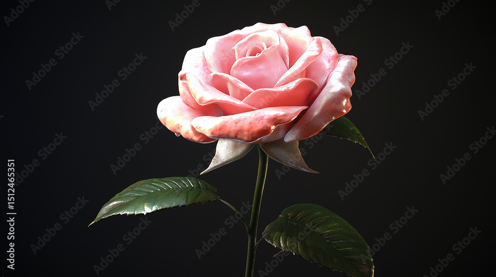Fototapeta premium pink rose isolated on black