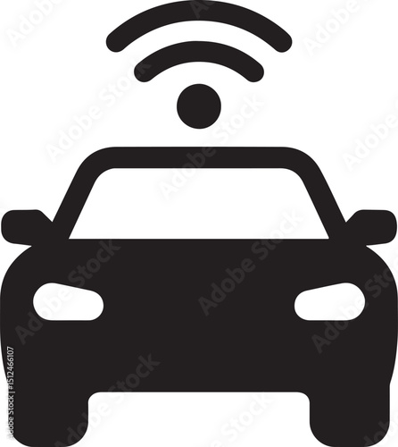 Silhouette of an autonomous car with radar, symbolizing self-driving technology, smart vehicles, AI navigation, and advanced automotive systems.