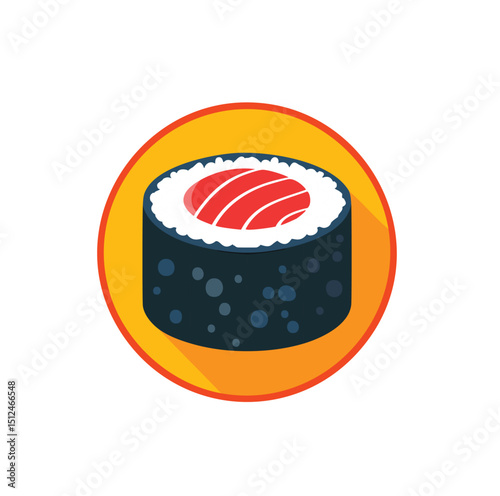 Delicious single piece of salmon sushi roll