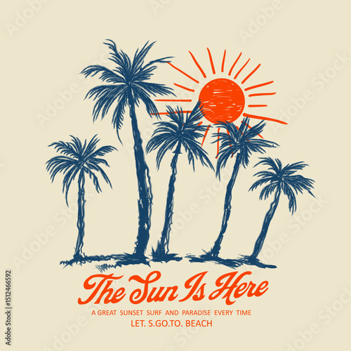 This summer, paradise hear, summer paradise t shirt,  sunshine vector print design artwork,  typography slogan on palm trees