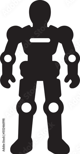 Silhouette of an exoskeleton suit, ideal for robotics, wearable tech, futuristic armor, medical technology, and sci-fi themed graphic projects.