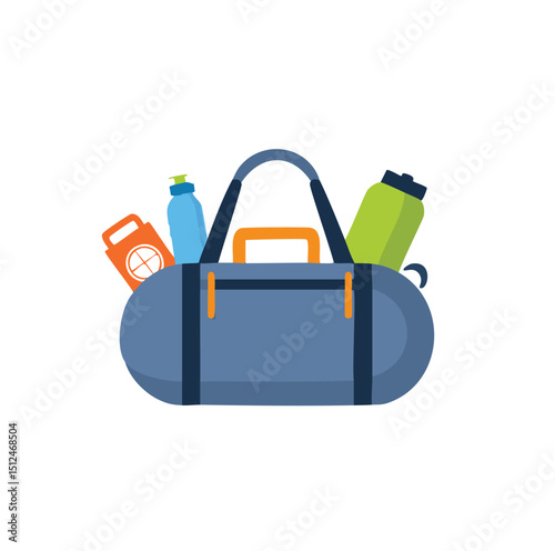 Gym bag with water bottles and fitness tracker