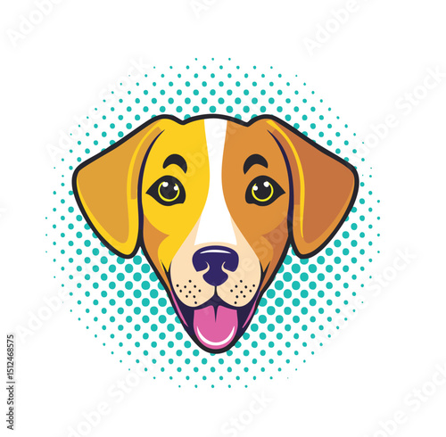Happy beagle dog head pop art style illustration