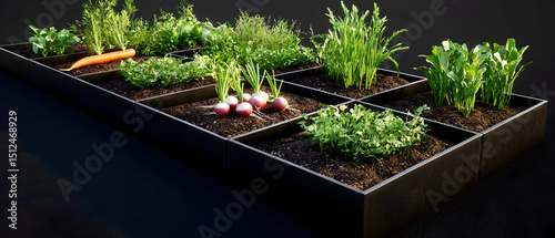 Urban Garden Bed With Vegetables and Herbs