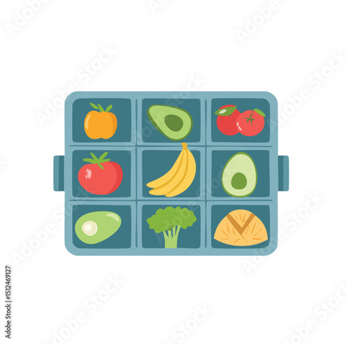 Healthy food lunch box colorful fruits vegetables