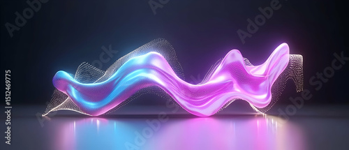 Abstract Glowing Fluid Shapes In Pink And Blue Colors