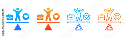 Work Life Balance icon sheet multiple style collection