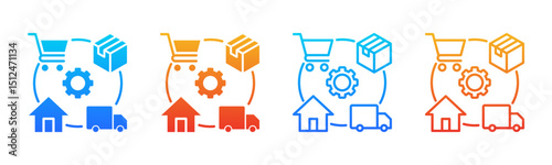 Fulfillment icon sheet multiple style collection