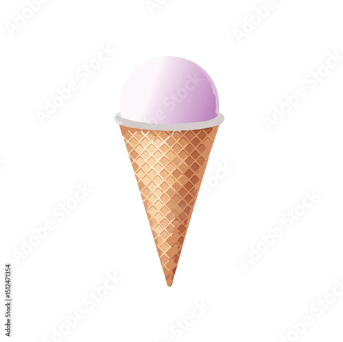 Single scoop lavender ice cream cone sweet treat