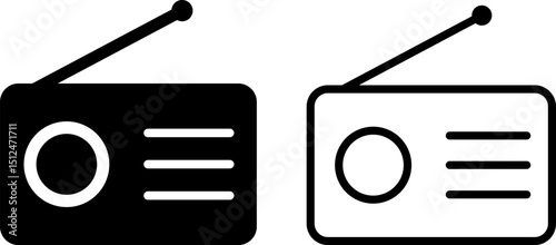Radio icon set. Old retro Receiver waves. Electronic Device. Communication Media icon sign. FM broadcast symbol 

