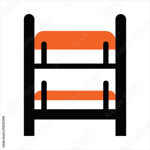 Modern Bunk Bed Illustration with Orange Accents for Children s Room Design