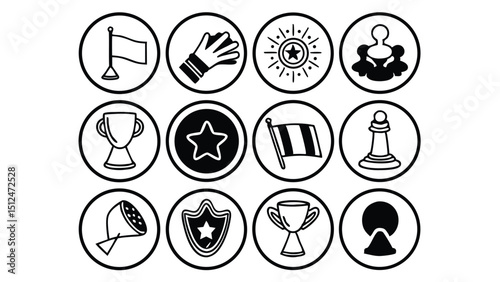Circle Icons of Symbols and Objects: A captivating collection of round icons, each depicting a distinct symbol or object.