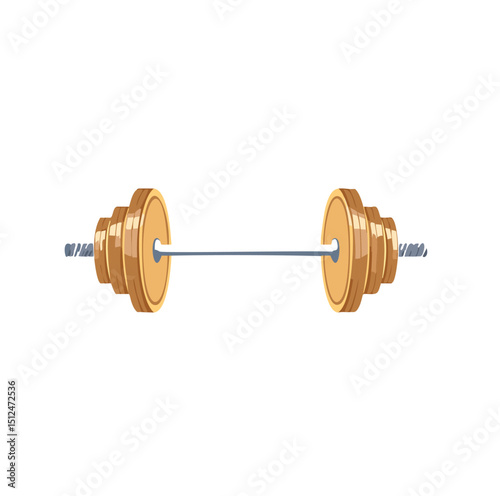 Weightlifting barbell with stacked weights fitness gym exercise