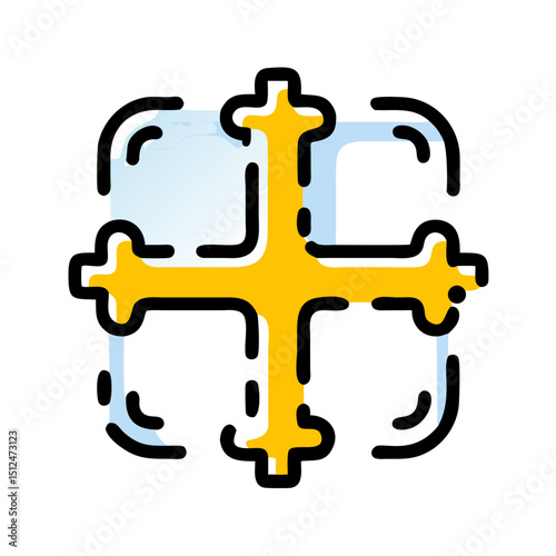 Icon of sun and moon with stars on a blue background  