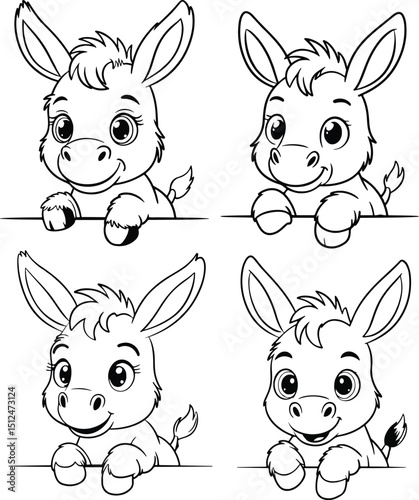 Quirky donkey peeking vector illustration