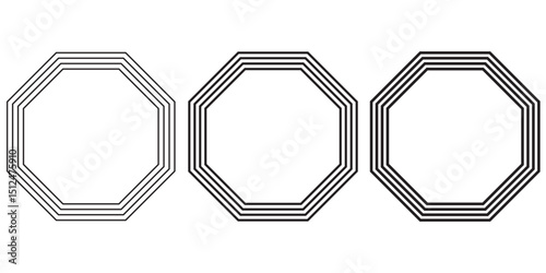 Octagon icon pack. octagon shapes with outlines icon. Geometry octagonal eight sided polygon octagon line. Vector illustration.