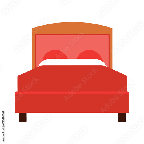 Stylized Bed Illustration with Pillows and White Sheets on White Background