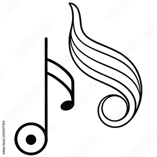 Musical treble clef vector illustration icon, a symbol of sound and melody