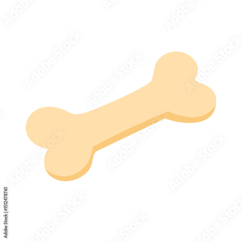 Simple cartoon dog bone in light yellow tones. Flat vector illustration of pet treat or chew toy.