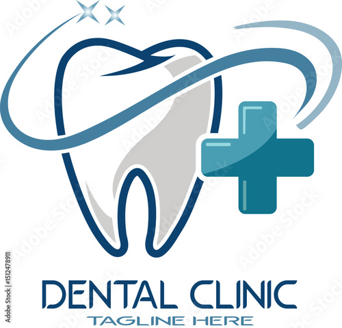 Dental Clinic Logo with Tooth and Cross