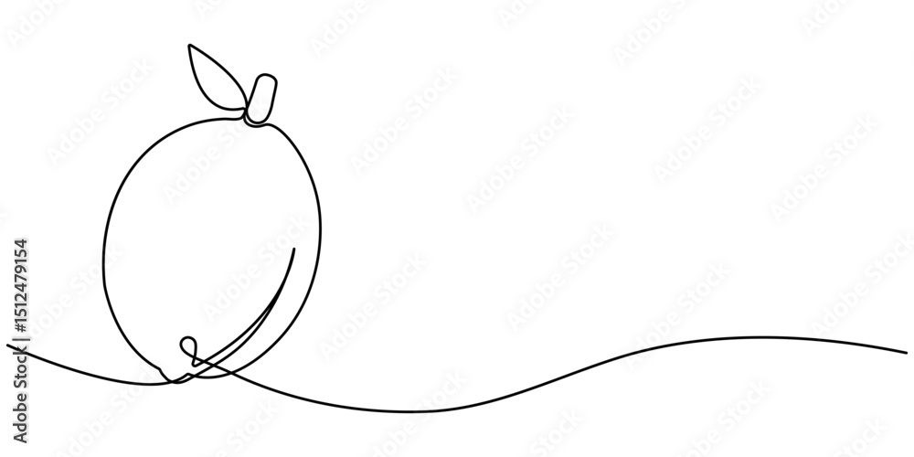 Obraz premium Lemon fruit continuous one line drawing minimalism design, Lemon yellow continuous one line drawing set isolated on a white background. Horizontal banner. Outline lemon citrus collections. Editable.