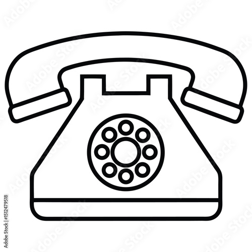 A black rotary phone, an obsolete vintage communication icon, perfect for illustrating antique technology or classic business contact