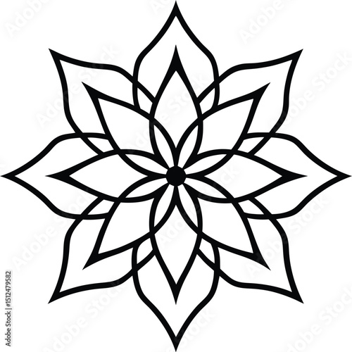 Ornamental Geometric Mandala with Symmetrical Floral Patterns