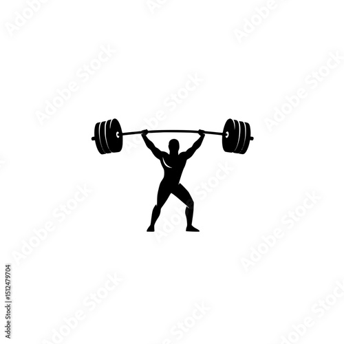 Weightlifting silhouette of man lifting barbell for fitness strength training gym workout exercise and sport vector