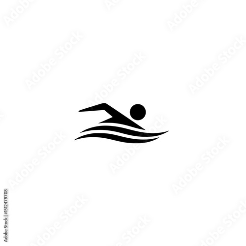 Swimming swimmer water sport pool ocean sea swim exercise freestyle crawl stroke silhouette vector icon image