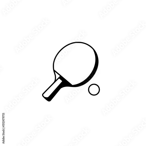 Table tennis ping pong paddle and ball sport game equipment vector illustration outline drawing graphic design