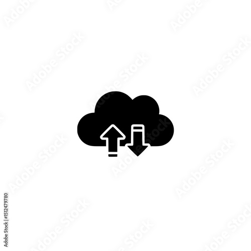 Cloud upload download data transfer backup storage network computing server system technology concept icon vector