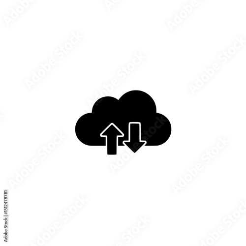 Cloud upload download data storage network computing server information technology transfer backup system icon vector
