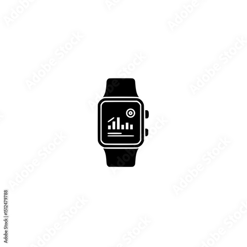 Smartwatch fitness tracker health monitoring device wearable technology gadget with graph and target icon