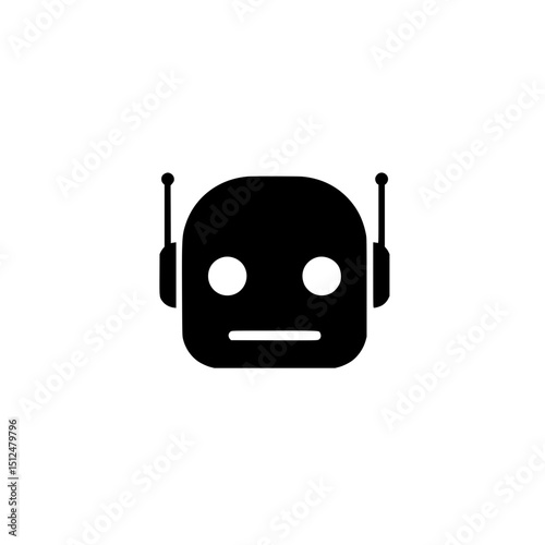 Robot head icon artificial intelligence ai technology automation machine learning cyborg futuristic face design vector