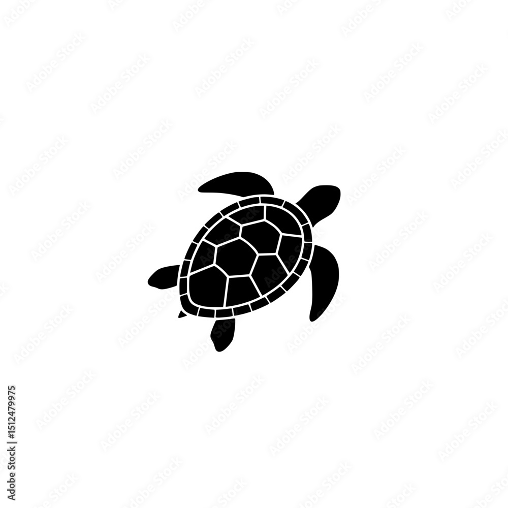 Fototapeta premium Sea turtle illustration ocean animal reptile wildlife marine life tortoise drawing silhouette graphic design art