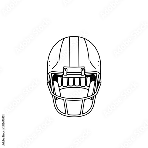 American football helmet outline vector drawing sport safety gear equipment gridiron protective headgear design