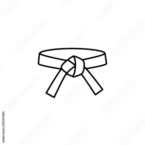 Martial arts belt karate judo taekwondo aikido jiu jitsu black belt training uniform outline vector art