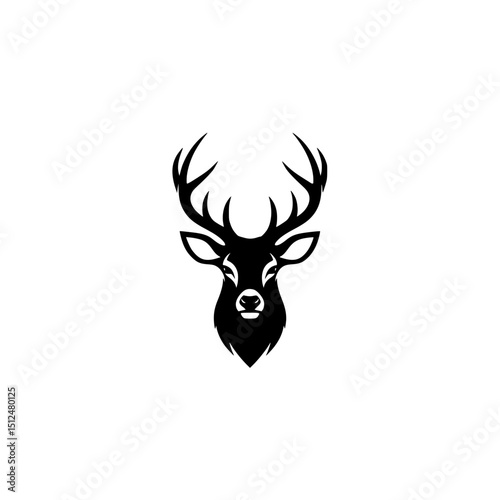 Deer head illustration silhouette vector art drawing wildlife animal reindeer stag buck antlers design graphic