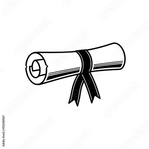 Diploma scroll graduation certificate degree education achievement success knowledge learning paper tied up